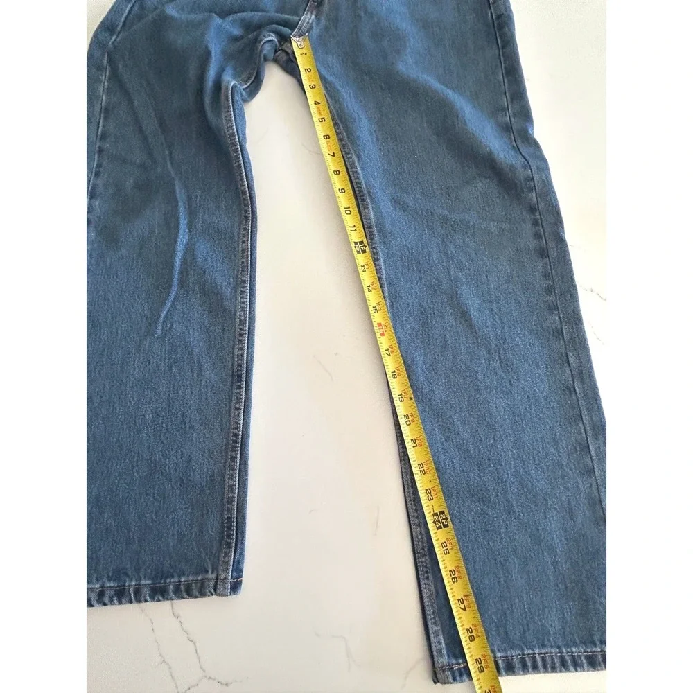 Levis 505 Regular Fit Straight Leg Jeans Medium Wash Blue Men 34x30 Rugged Denim